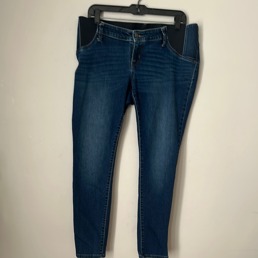 Isabel Women's Jeans Maternity Elastic Waist Stretch Dark Wash Denim Blue